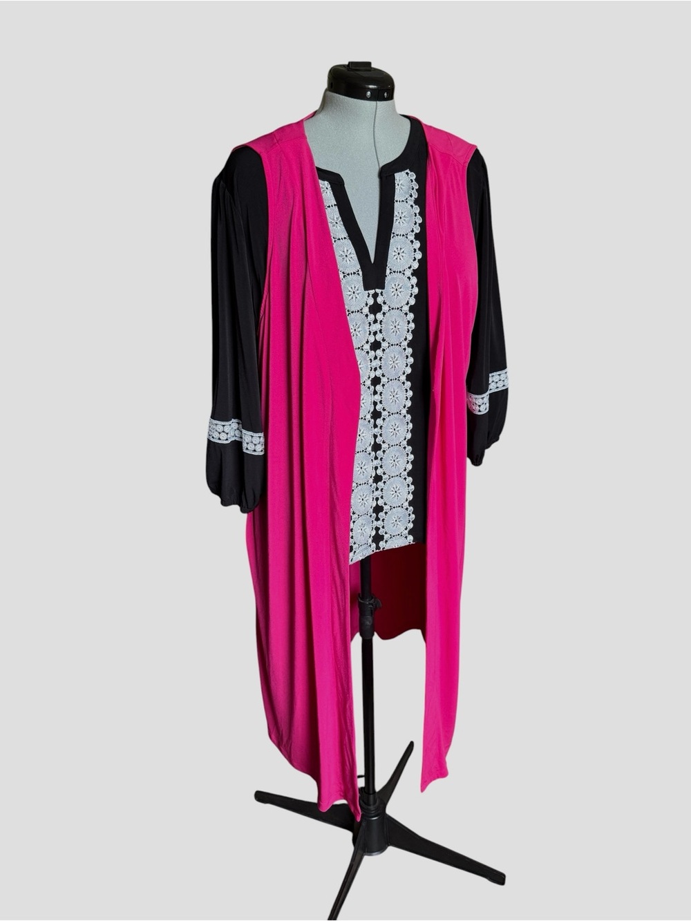 Iman Pink Long Vest Cardigan Overlay- Women’s Plus Size 3X Global Chic Midi